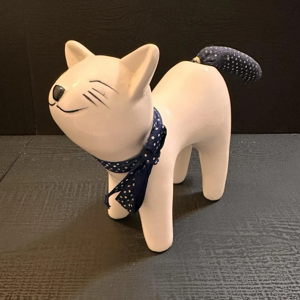 Vtg.1987 Designed Giftware,‎ Enesco Cat, Happy smiling cat Taiwan 9